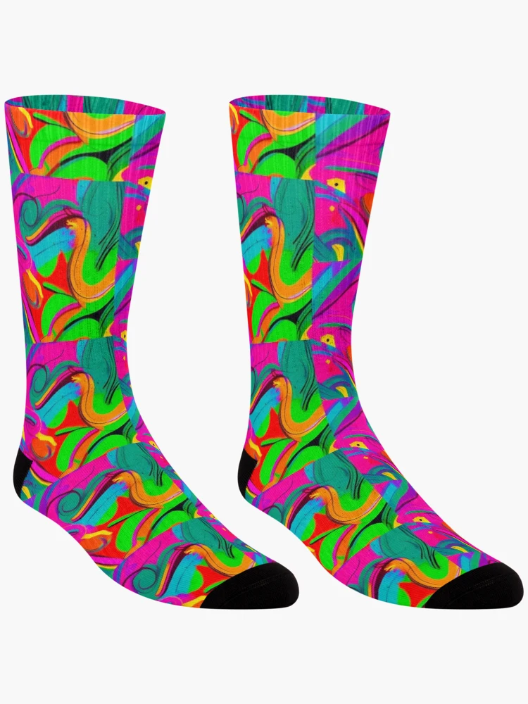 Thumbnail 3 of 5, Socks, Colorful Paint Splatter Pattern designed and sold by Patternomania.