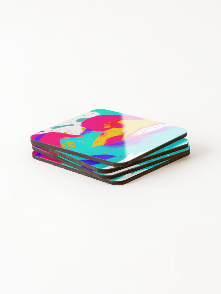 Thumbnail 4 of 5, Coasters (Set of 4), Colorful Paint Splatter Pattern designed and sold by Patternomania.