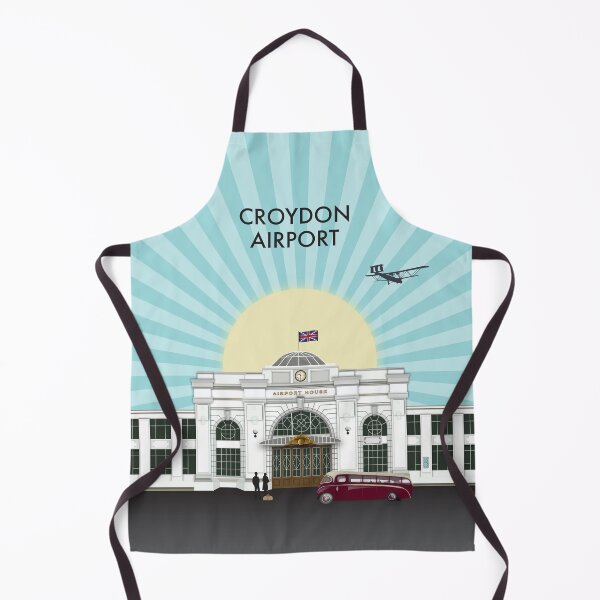 Item preview, Art Deco London Croydon Airport Aerodrome with a Bedford SB Vintage Bus designed and sold by Vicky Anne Vaughan.