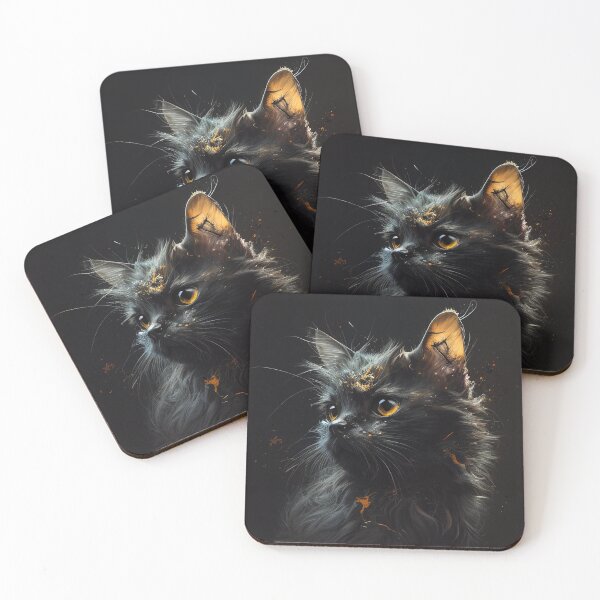 Item preview, Artistic black cat painting designed and sold by EmeraldeaArt.