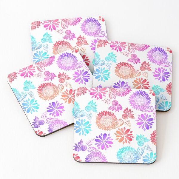 Item preview, Watercolor Gradient Flowers in Pink Purple Blue   designed and sold by outsickme3.