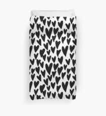 Hearts black and white minimal pattern love valentines day gifts Duvet Cover