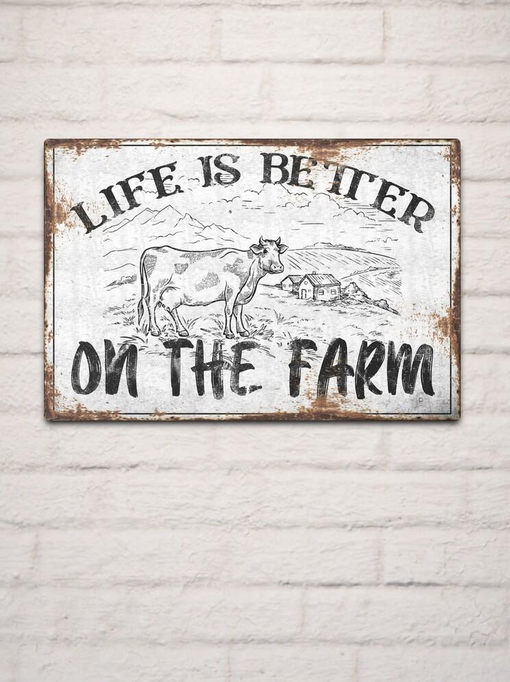 Farmhouse Pig and Market Typography Iron Wall Sign