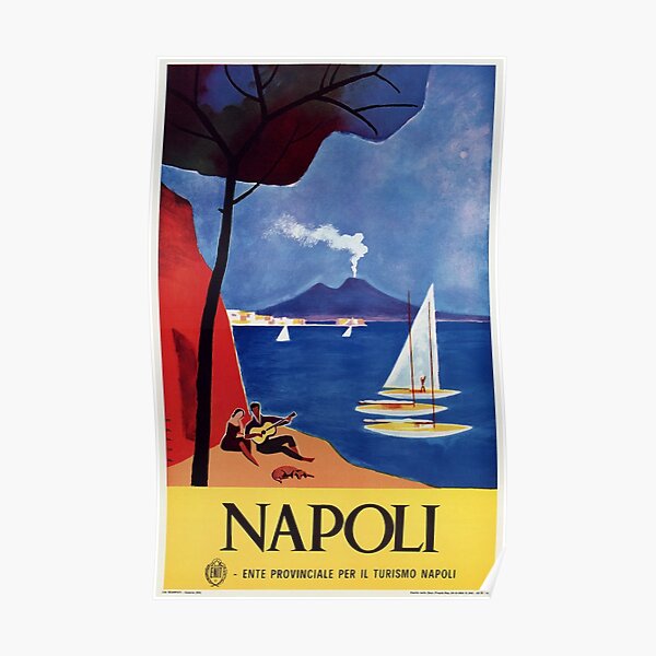 Napels Italy retro vintage travel ad Poster