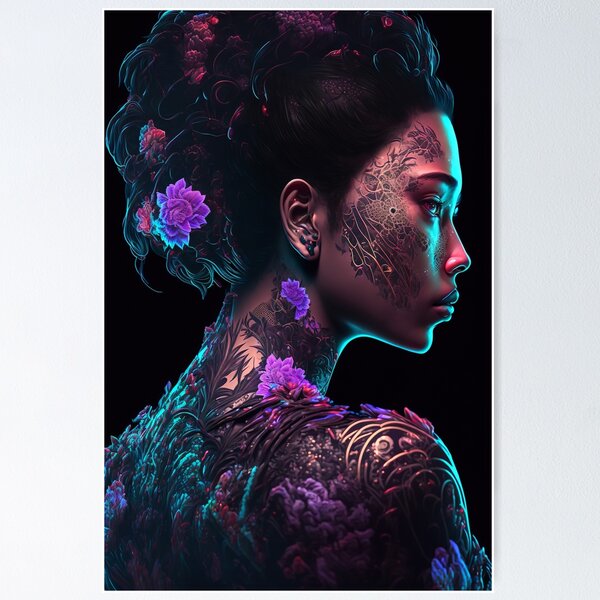 Yakuza girl showing her back tattoo Poster for Sale by Remco Kouw