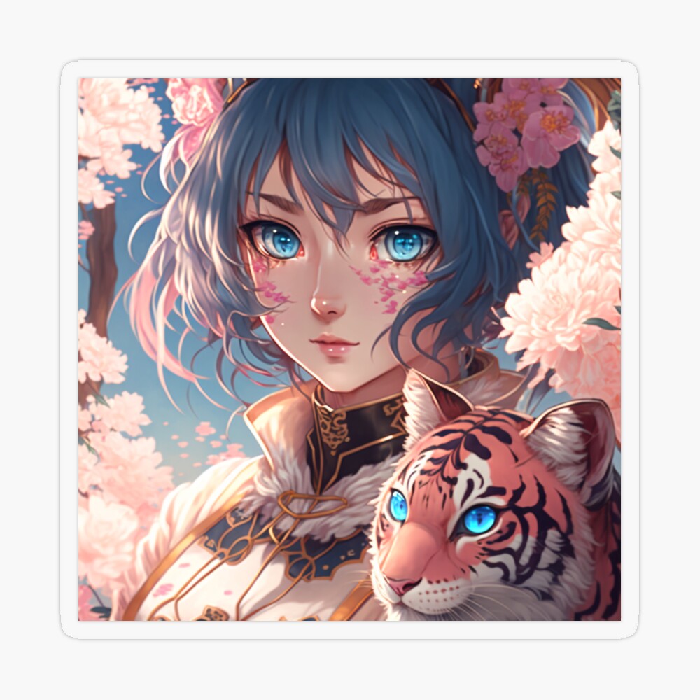 Anime Girl and her Tiger Pet