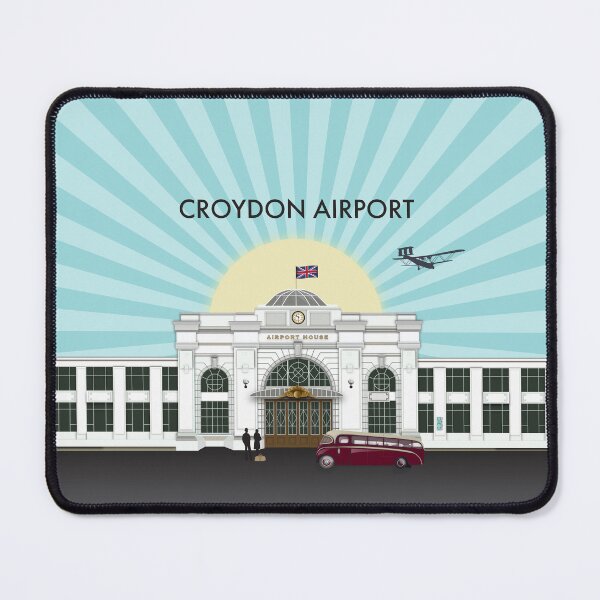 Item preview, Art Deco London Croydon Airport Aerodrome with a Bedford SB Vintage Bus designed and sold by Vicky Anne Vaughan.