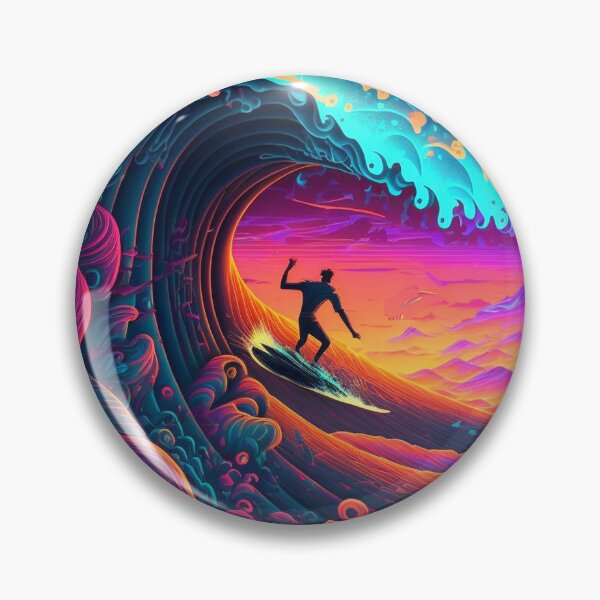 Item preview, Surfing in Neon Waves designed and sold by AboutBeaches.
