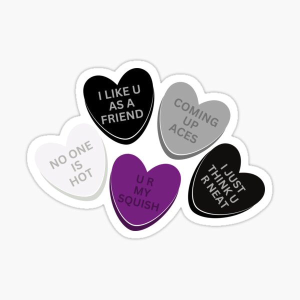 Asexual Candy Hearts Sticker For Sale By Radfoxart Redbubble 