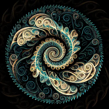 Vorschaubild zum Design Swirling Circular Rough Crafty Transitional Pattern Digital Painting von CodeAndColors