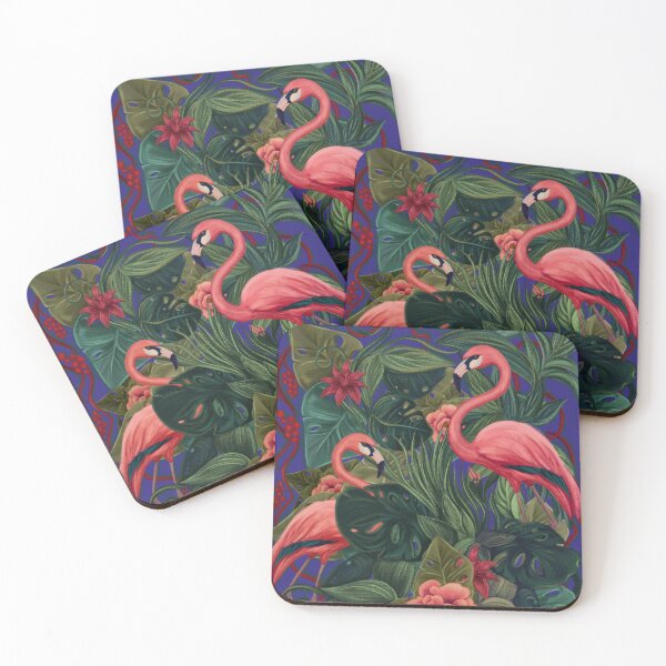 Item preview, Tropical print, flamingos, tropical birds, tropical leaves, flower designed and sold by Tateillustrate.
