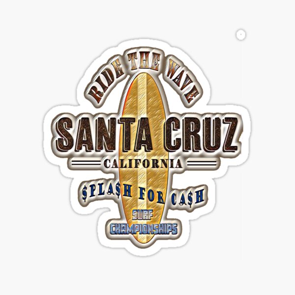 Santa Cruz, California Surfing Design Sticker