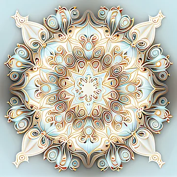 Imagen de la obra Soft Pale Symmetrical Traditional Pattern Digital Painting de CodeAndColors