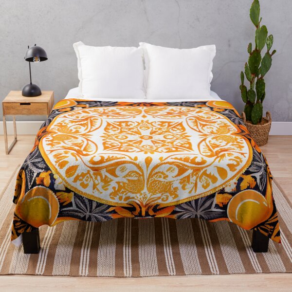 Item preview, Pintura digital con un nuevo patrón mediterráneo imaginado en naranja designed and sold by CodeAndColors.