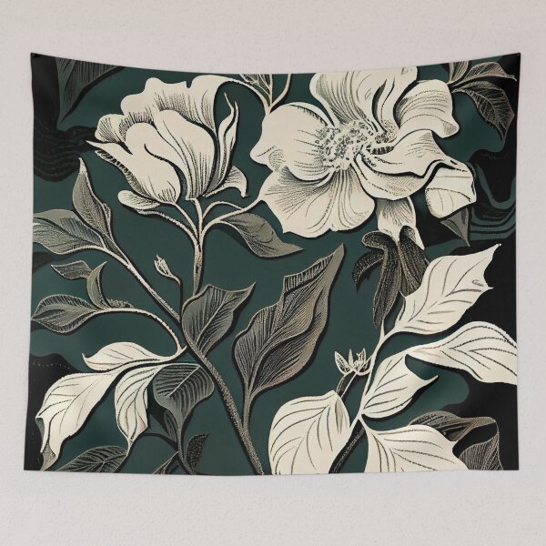 Item preview, Rough Fine Dramatic White Floral Pattern Digital Painting designed and sold by CodeAndColors.