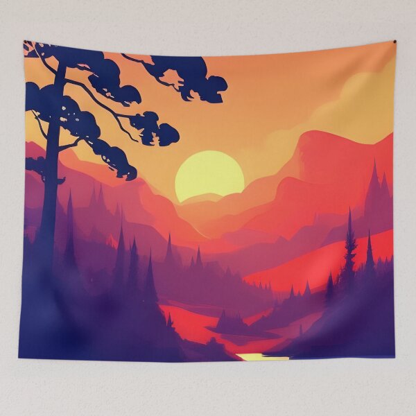 Item preview, Find the Perfect Minimalist Landscape Mountain View Sunrise Print for Your Home Decor Needs designed and sold by supeart.
