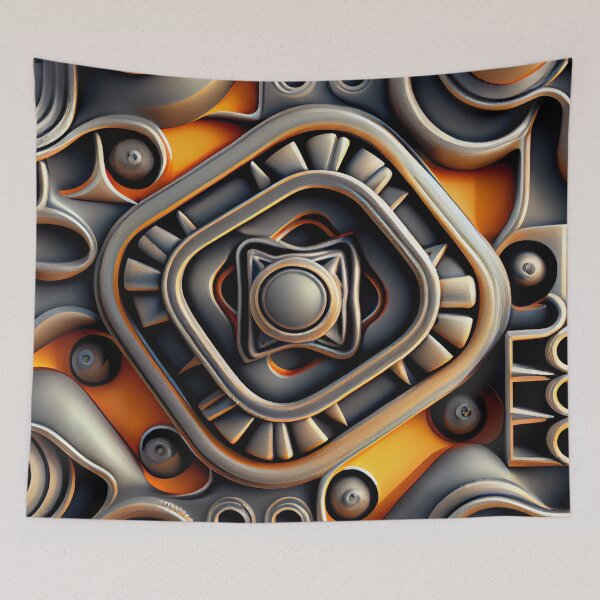Aperçu de l'œuvre Three Dimensional Artistic Industrial Pattern Digital Painting créée et vendue par CodeAndColors.