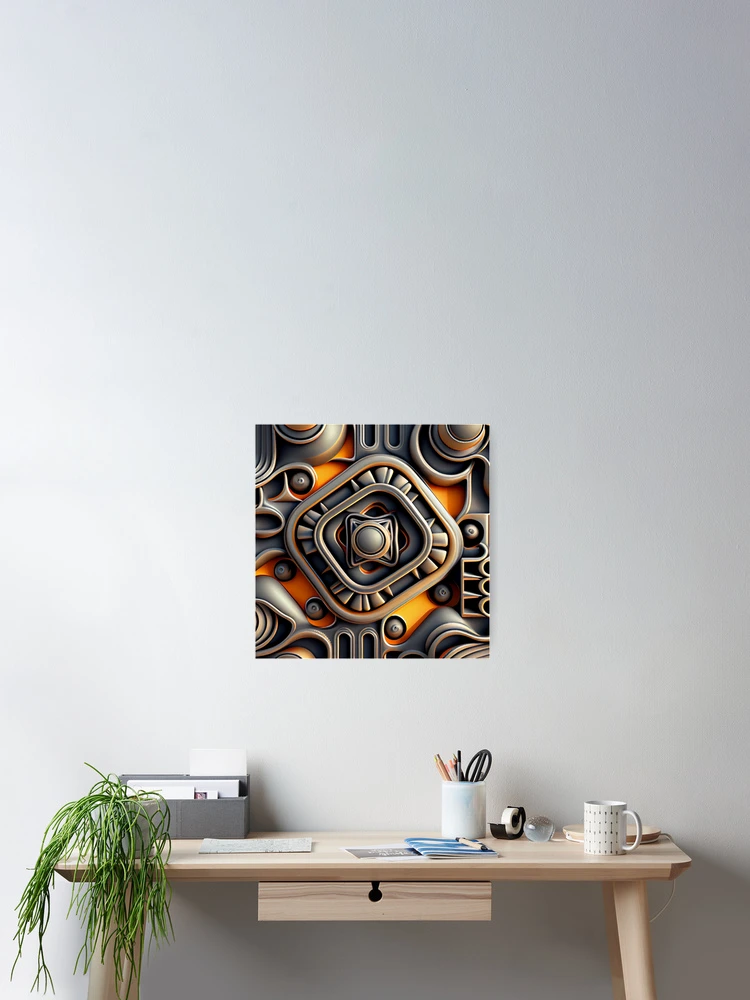 Imagen 2 de 3, Póster con la obra Three Dimensional Artistic Industrial Pattern Digital Painting, diseñada y vendida por CodeAndColors.