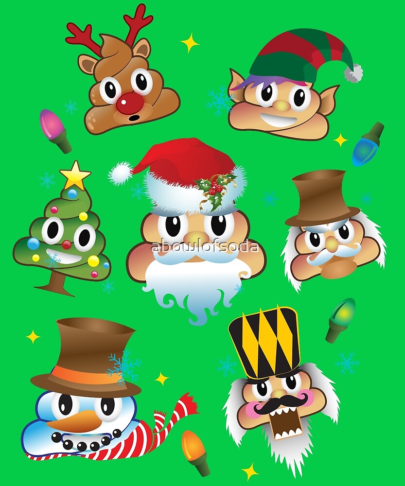 "Poop Emoji Christmas Holiday Reindeer Santa Elf Snowman Nutcracker