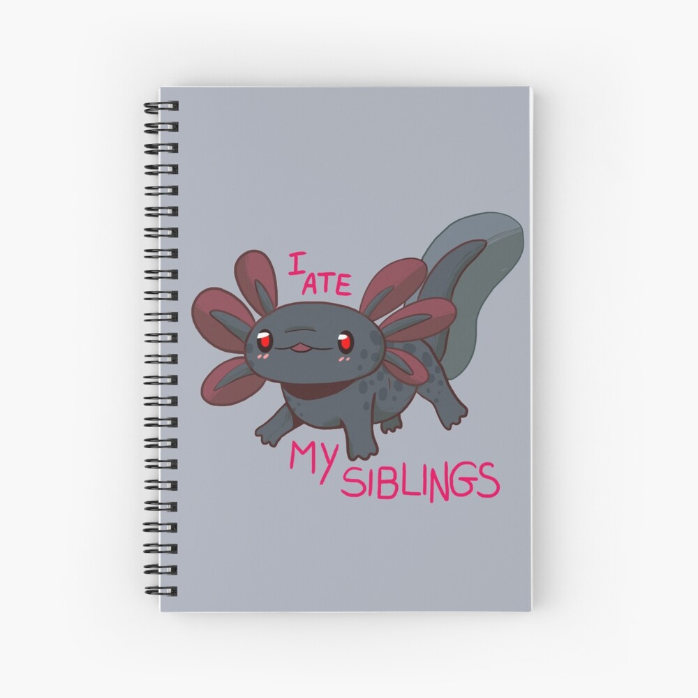 Axolotl Baby Black Spiral Notebook By Ymia Redbubble