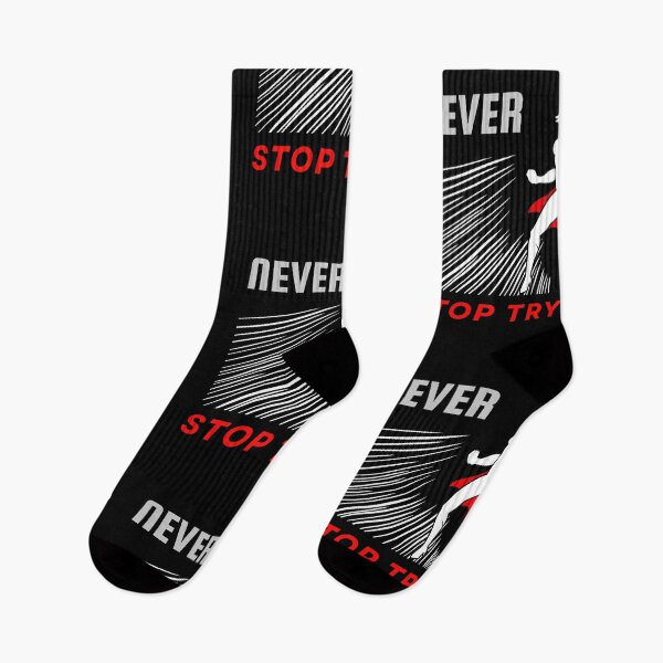 Item preview, Never stop trying motivational design designed and sold by DigitalMagShop.