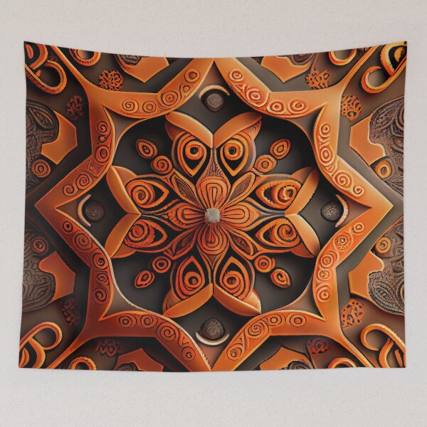 Item preview, Three Dimensional Ancient Orange Australian Pattern Digital Painting designed and sold by CodeAndColors.