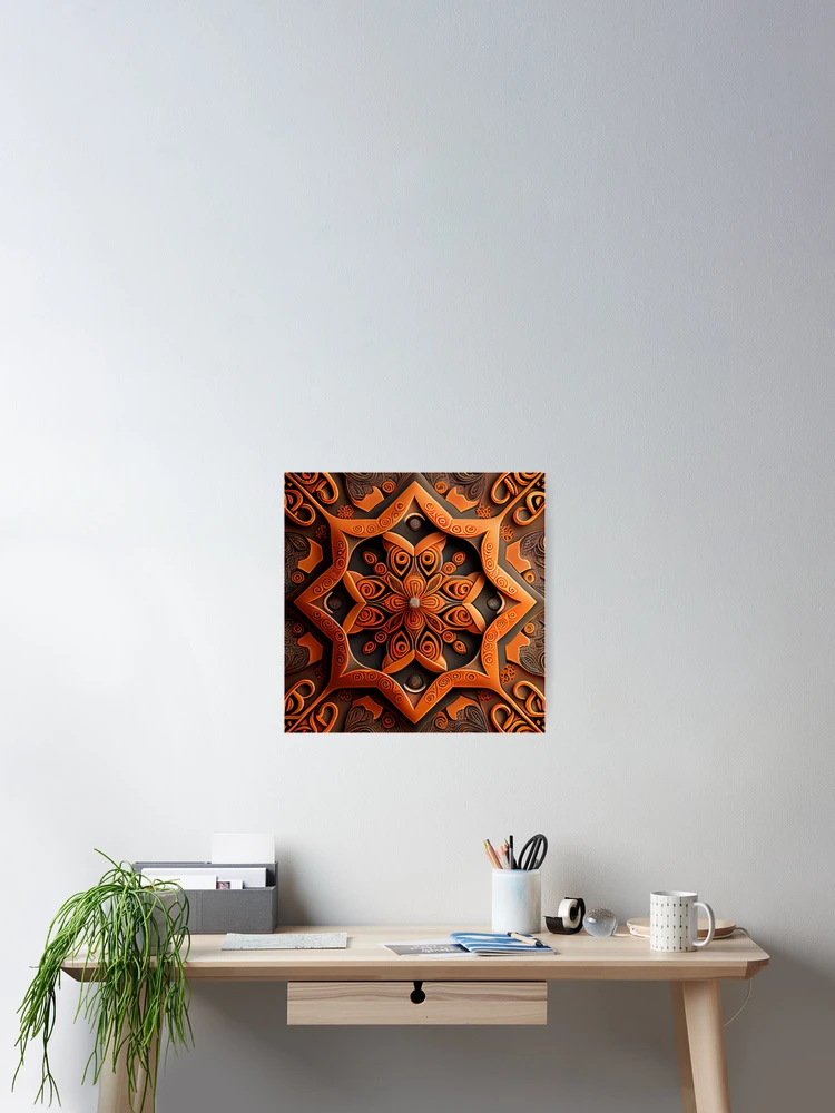 Imagen 2 de 3, Póster con la obra Three Dimensional Ancient Orange Australian Pattern Digital Painting, diseñada y vendida por CodeAndColors.