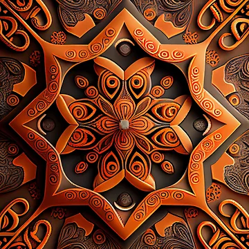 Imagen de la obra Three Dimensional Ancient Orange Australian Pattern Digital Painting de CodeAndColors