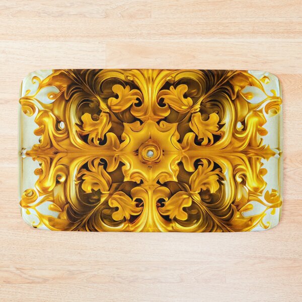 Item preview, Impressionist Square Baroque Bejeweled Yellow Euro Digital Painting designed and sold by CodeAndColors.