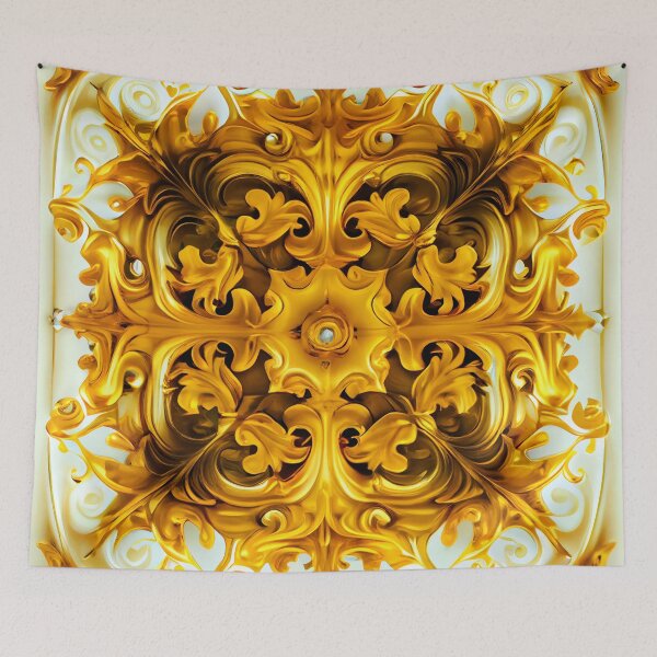 Item preview, Impressionist Square Baroque Bejeweled Yellow Euro Digital Painting designed and sold by CodeAndColors.