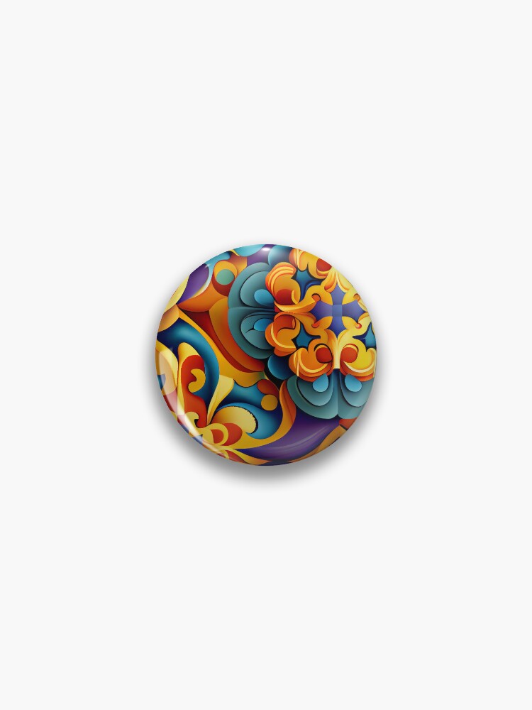 Thumbnail 1 von 3, Button, Dynamic Colorful New Mediterranean Pattern Digital Painting designt und verkauft von CodeAndColors.
