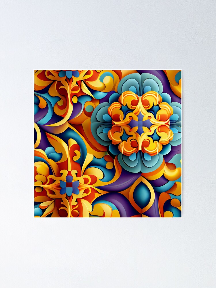 Imagen 1 de 3, Póster con la obra Dynamic Colorful New Mediterranean Pattern Digital Painting, diseñada y vendida por CodeAndColors.