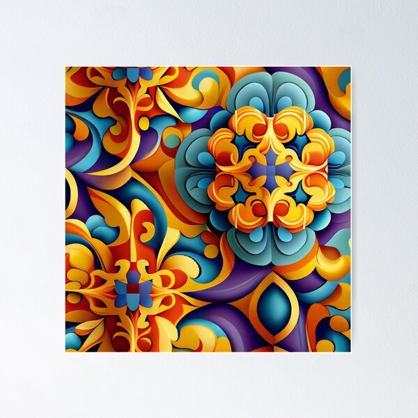 Item preview, Dynamic Colorful New Mediterranean Pattern Digital Painting designed and sold by CodeAndColors.