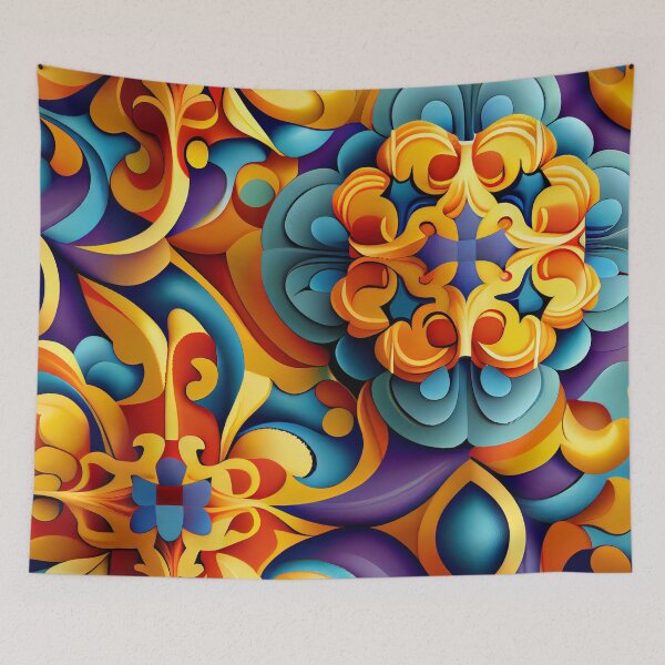 Aperçu de l'œuvre Dynamic Colorful New Mediterranean Pattern Digital Painting créée et vendue par CodeAndColors.