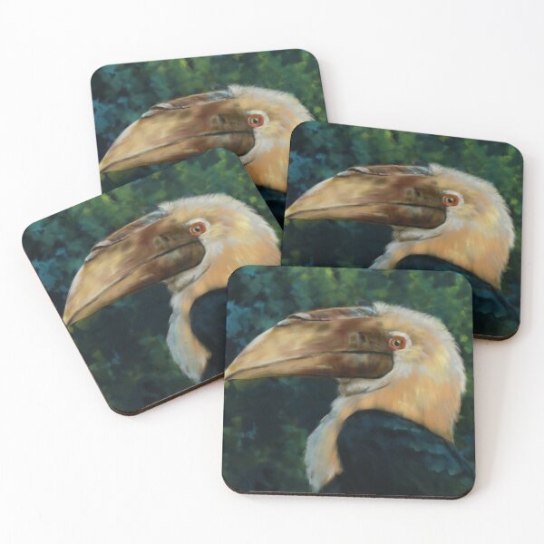 Item preview, Hornbill animal bird portrait painting designed and sold by EmeraldeaArt.