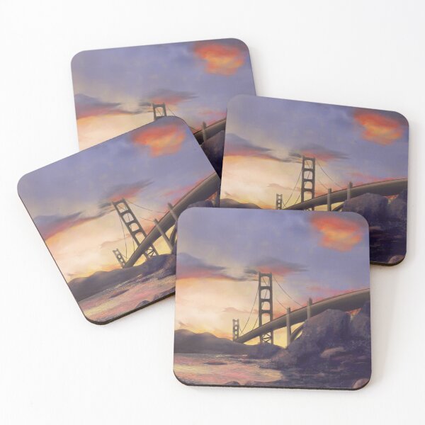 Item preview, Goldengate sunset pleinair painting designed and sold by EmeraldeaArt.