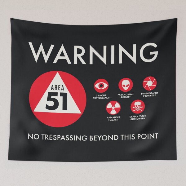 Item preview, Area 51 Warning Sign Retro - Plain Black designed and sold by VoodooCircus.