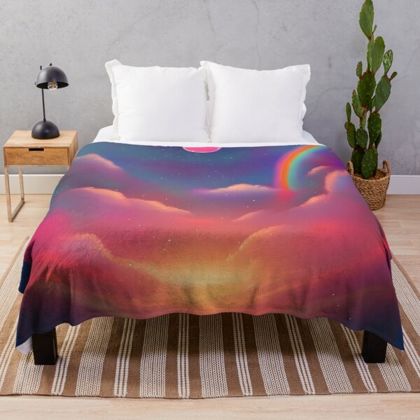 Item preview, Pink Moon Pink Fantasy Clouds Rainbow Art designed and sold by Sheeshai23.