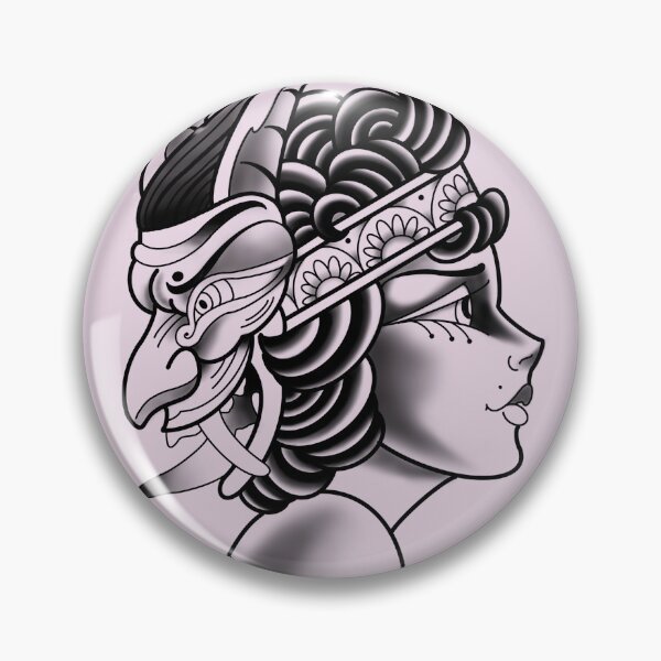 Item preview, GIRL WITH A DEMON MASK designed and sold by lilatekila.