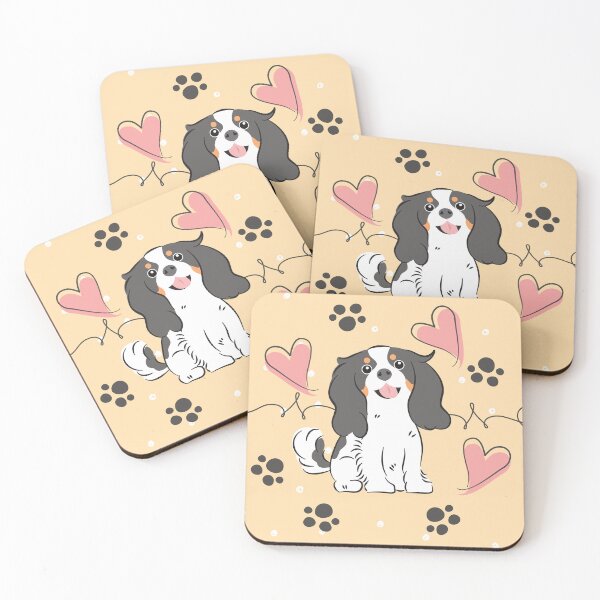 Item preview, Kawaii Tricolor Cavalier King Charles Spaniel - yellow designed and sold by Lulupainting.