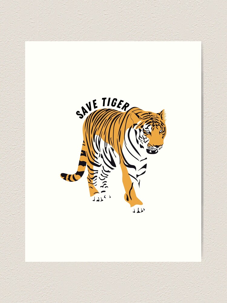 Vector poster save the jungle. Tiger on a black... - Stock Illustration  [68663823] - PIXTA