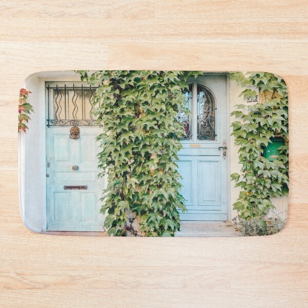 Item preview, French Riviera Blue Door, Turquoise Doors, Antibes France Travel Photography, Cote D'Azur Bright Teal Pastel Boho Colored Photo Art Print designed and sold by radub85.
