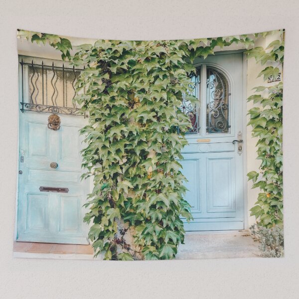 Item preview, French Riviera Blue Door, Turquoise Doors, Antibes France Travel Photography, Cote D'Azur Bright Teal Pastel Boho Colored Photo Art Print designed and sold by radub85.
