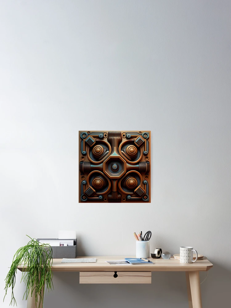 Imagen 2 de 3, Póster con la obra Three Dimensional Artistic Industrial Pattern Digital Painting, diseñada y vendida por CodeAndColors.