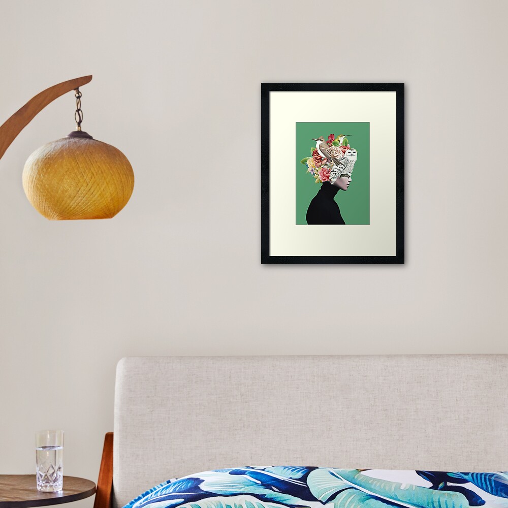 Lady with Birds(portrait) 2 Framed Art Print
