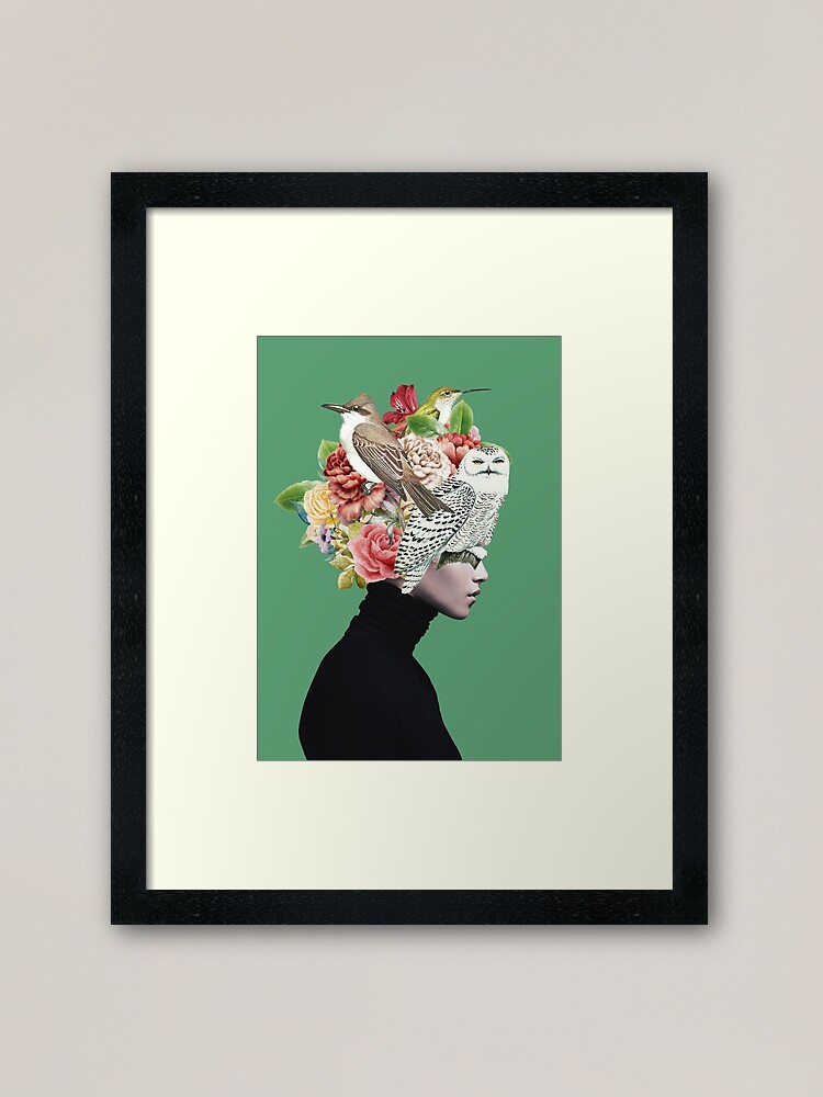 Alternate view of Lady with Birds(portrait) 2 Framed Art Print