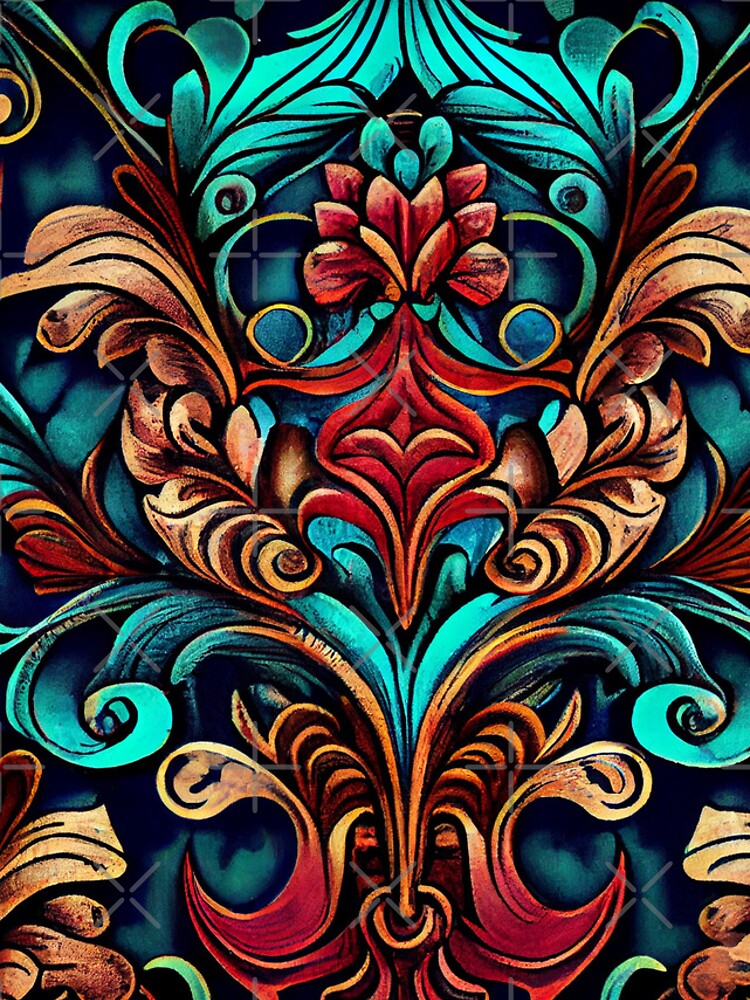 Aperçu 4 sur 4. Coque iPhone avec l'œuvre Sketched Victorian Saturated Intense Modern Pattern Digital Painting créée et vendue par CodeAndColors.