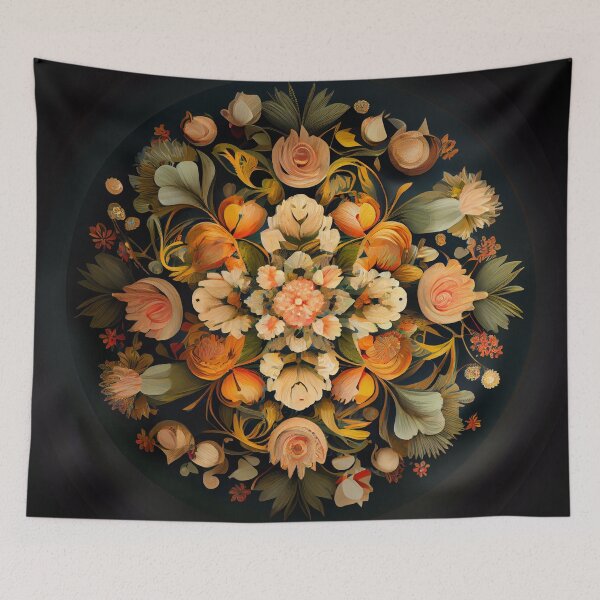 Item preview, Circular Floral Pattern Digital Painting designed and sold by CodeAndColors.