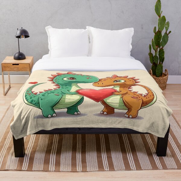 Aperçu de l'œuvre Couple de dinosaures colorés et mignons le jour de la Saint-Valentin créée et vendue par MagicSatchel.