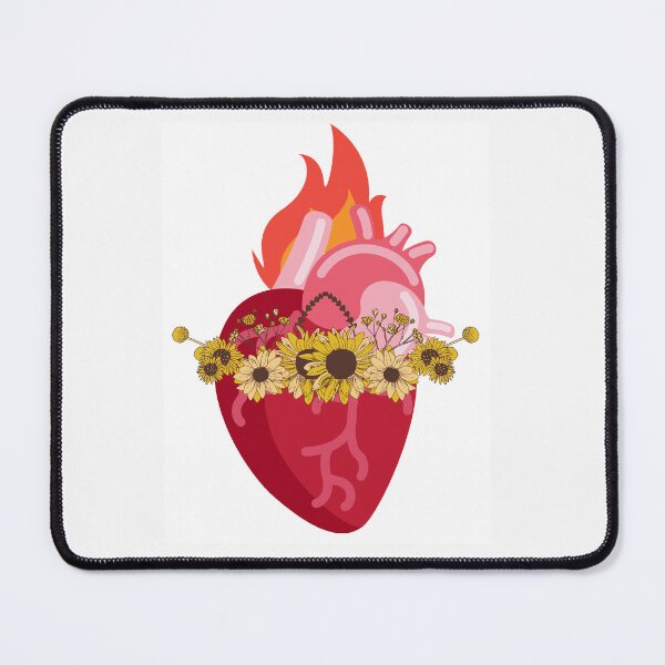 Item preview, Sunflowers & hearts - Floral Heart - Anatomically Correct Heart - pink designed and sold by ChanelleFyve.